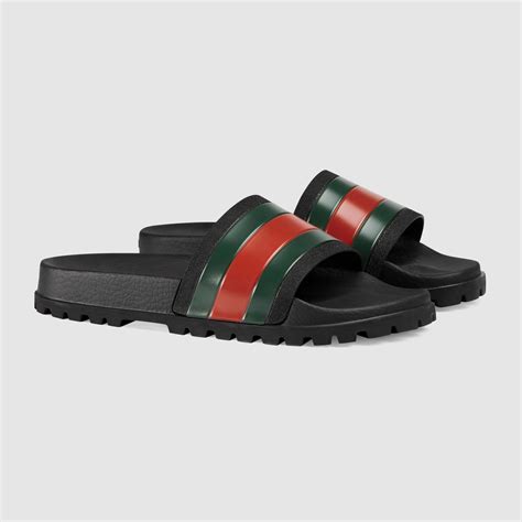 gucci web slide sandales|Gucci web slide black rubber.